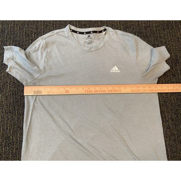Adidas Men T-Shirt large L Gray Prime Green Aero Ready Logo Graphic - Picture 5 of 7